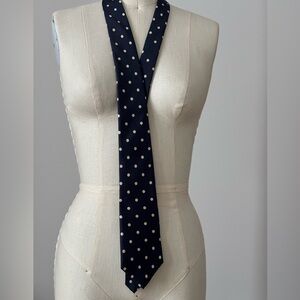 Men’s Christian Dior Navy/White Polka Dot Tie.